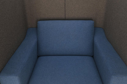 EstablishedLines Pair Mid Century Modern Wingback Lounge Chairs Blue Grey Wool Upholstery MINT!