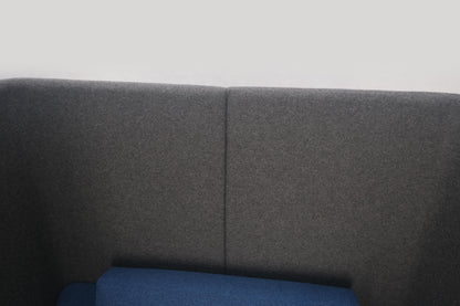 EstablishedLines Pair Mid Century Modern Wingback Lounge Chairs Blue Grey Wool Upholstery MINT!