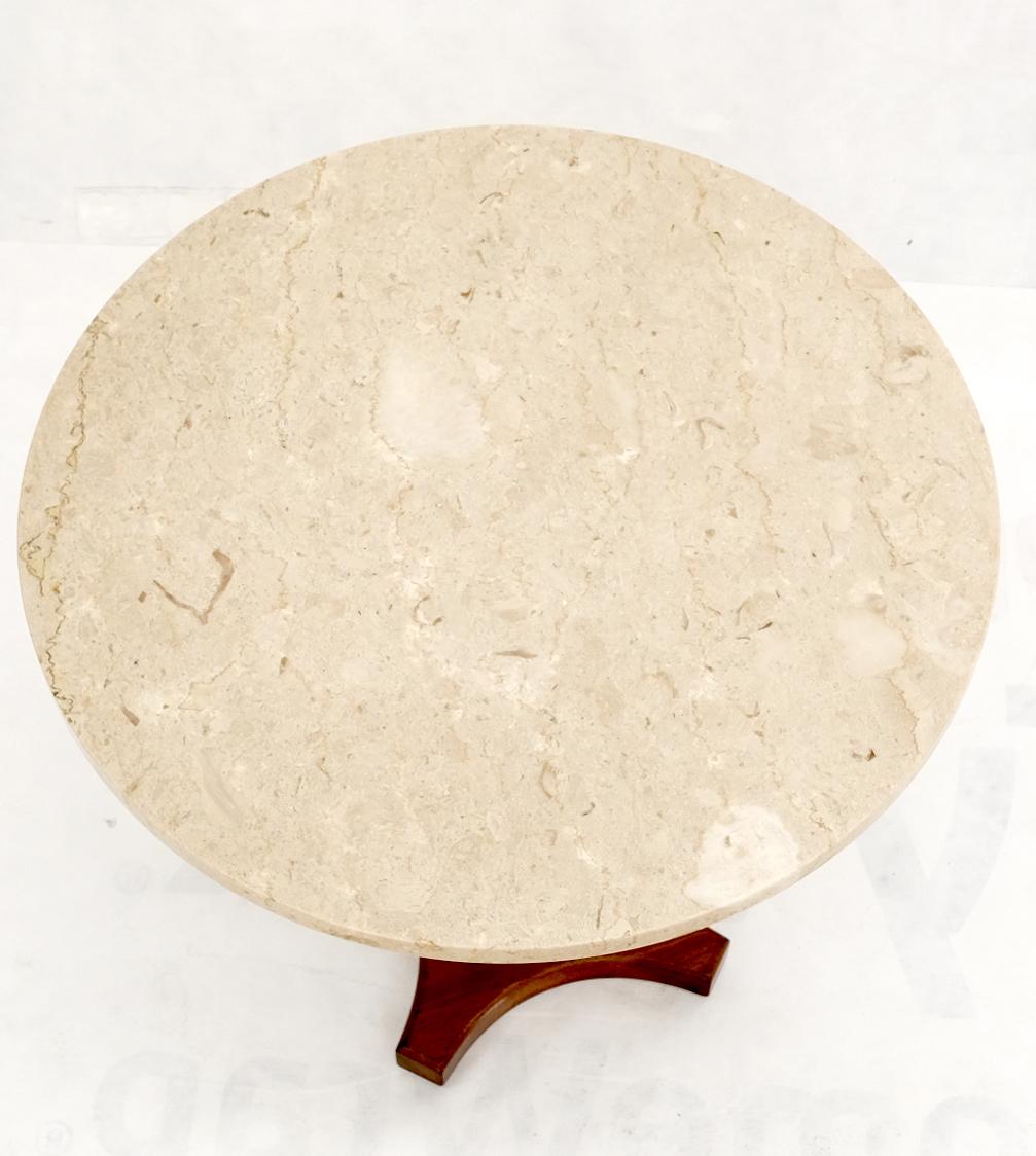 EstablishedLines Round Marble Top Brass & Walnut Occasional End Side Table Lamp Stand