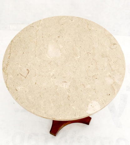 EstablishedLines Round Marble Top Brass & Walnut Occasional End Side Table Lamp Stand