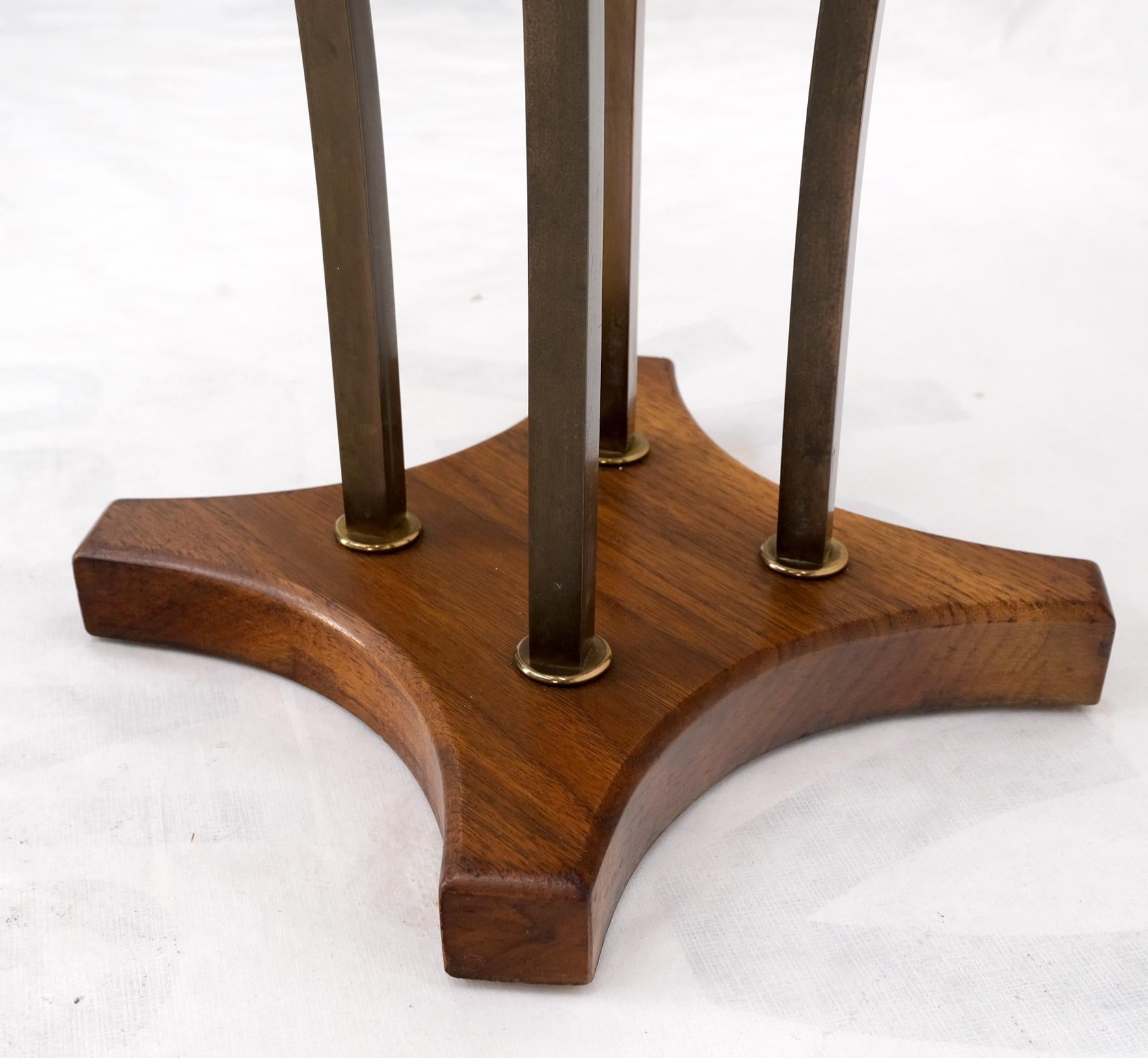 EstablishedLines Round Marble Top Brass & Walnut Occasional End Side Table Lamp Stand