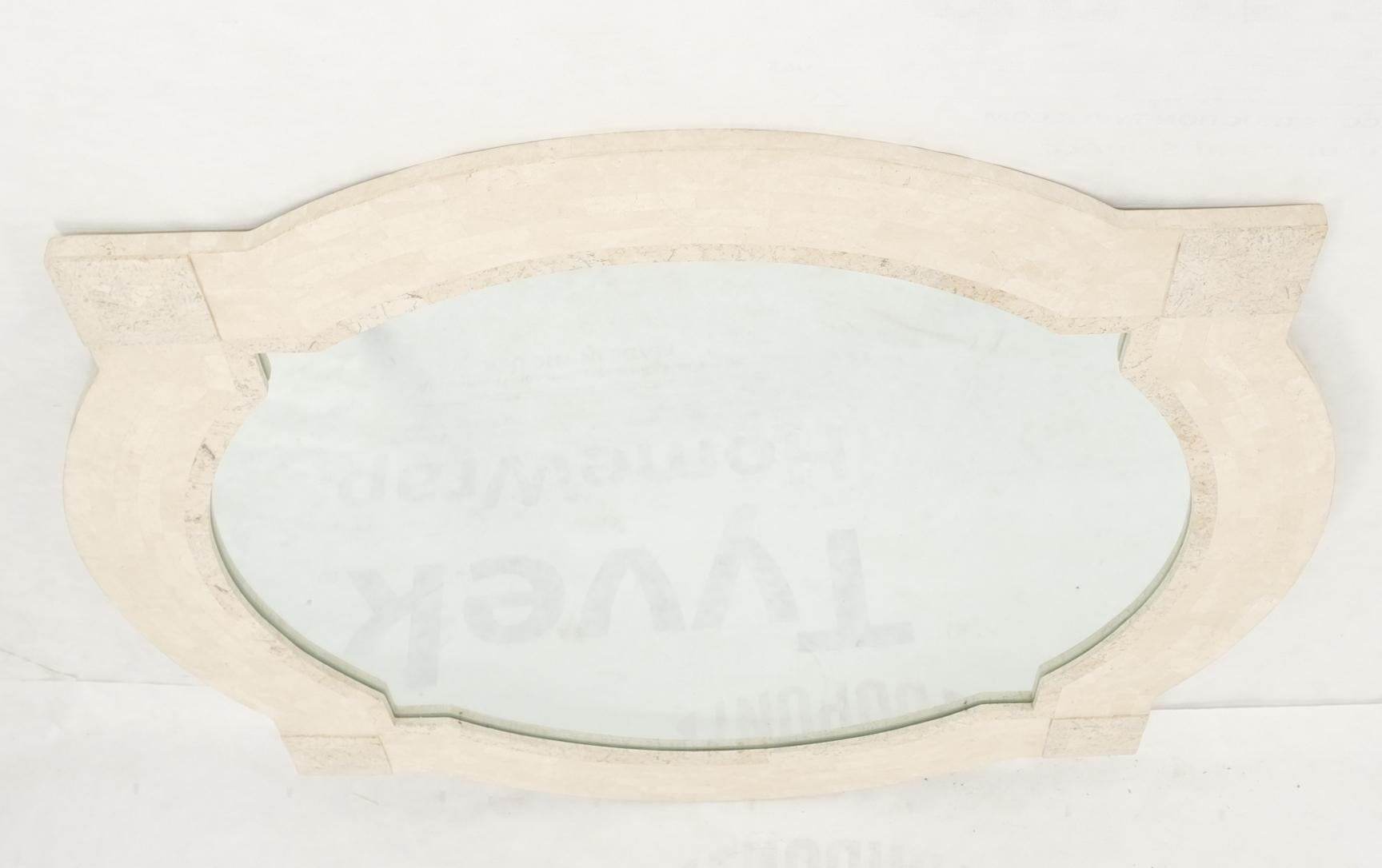 EstablishedLines Tessellated Stone Circle Over Square Frame Shape Large Wall Mirror
