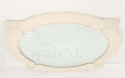 EstablishedLines Tessellated Stone Circle Over Square Frame Shape Large Wall Mirror
