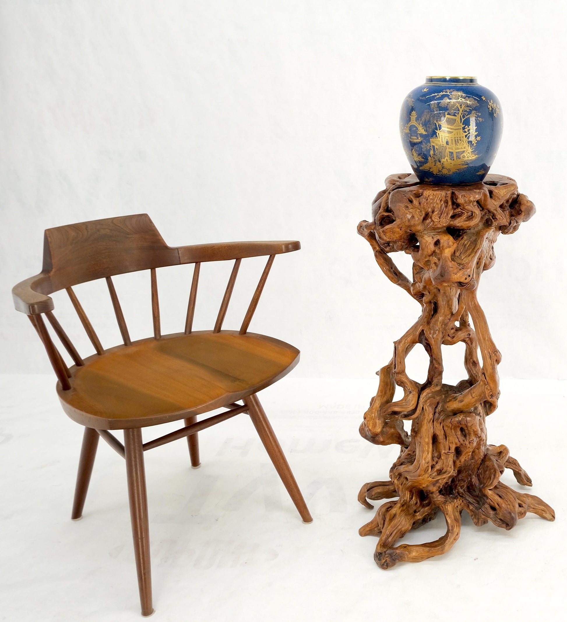 EstablishedLines Varnished Driftwood Root Natural Organic Wood Pedestal Side End Table Stand Nice
