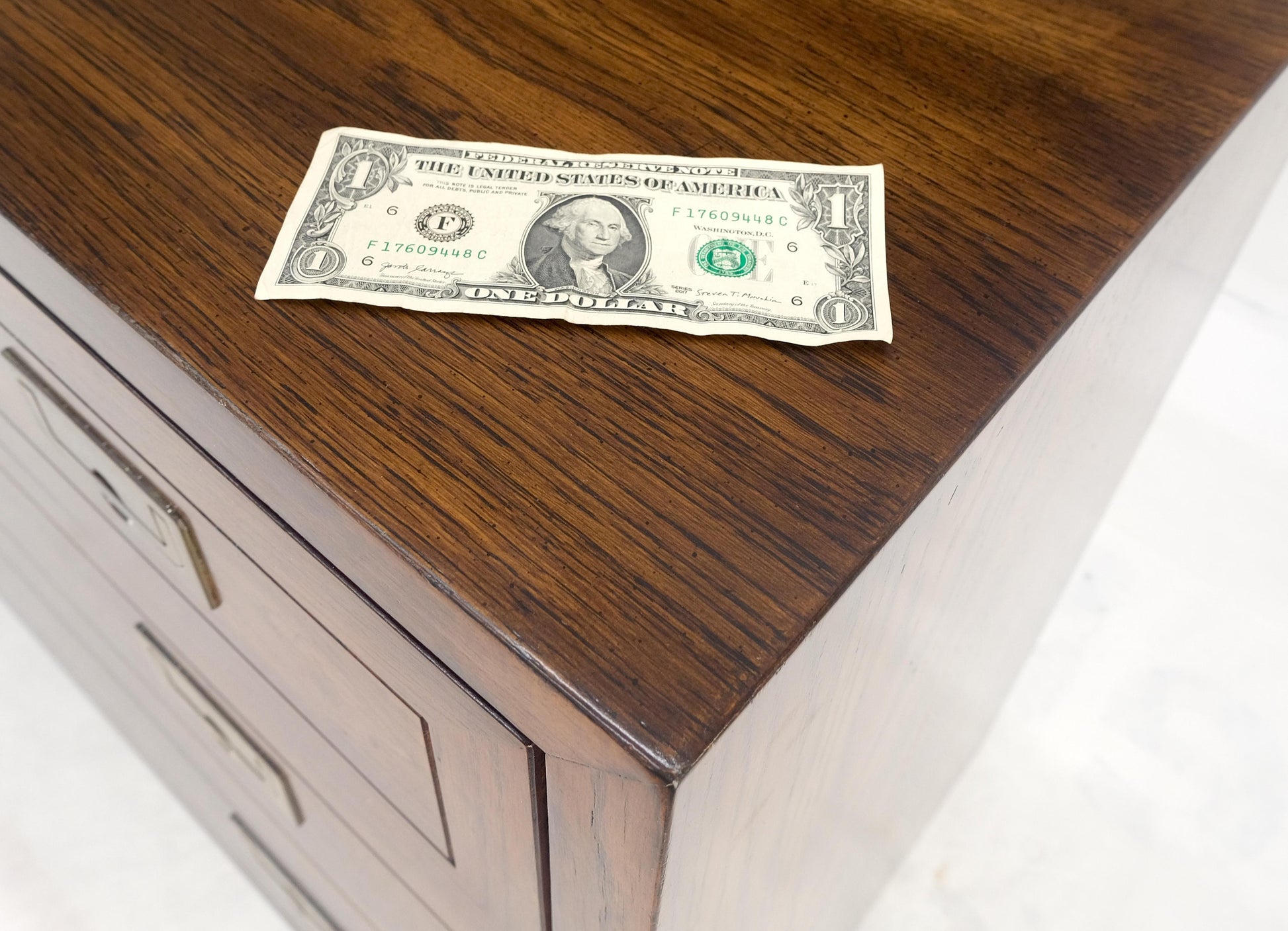 EstablishedLines Henredon Campaign Style 7 Drawers Compact 64" Long Dresser Credenza Brass MINT!