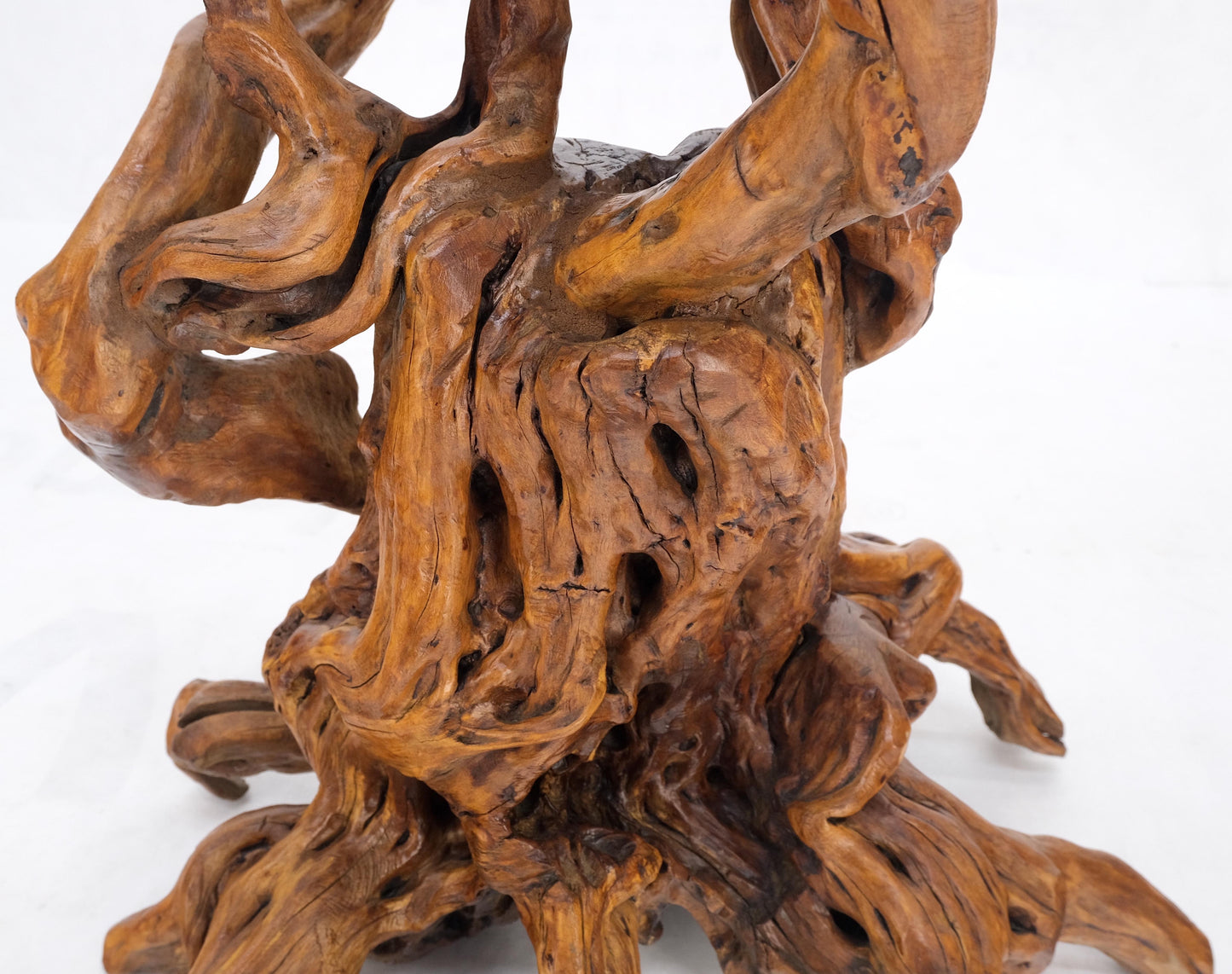 EstablishedLines Varnished Driftwood Root Natural Organic Wood Pedestal Side End Table Stand Nice