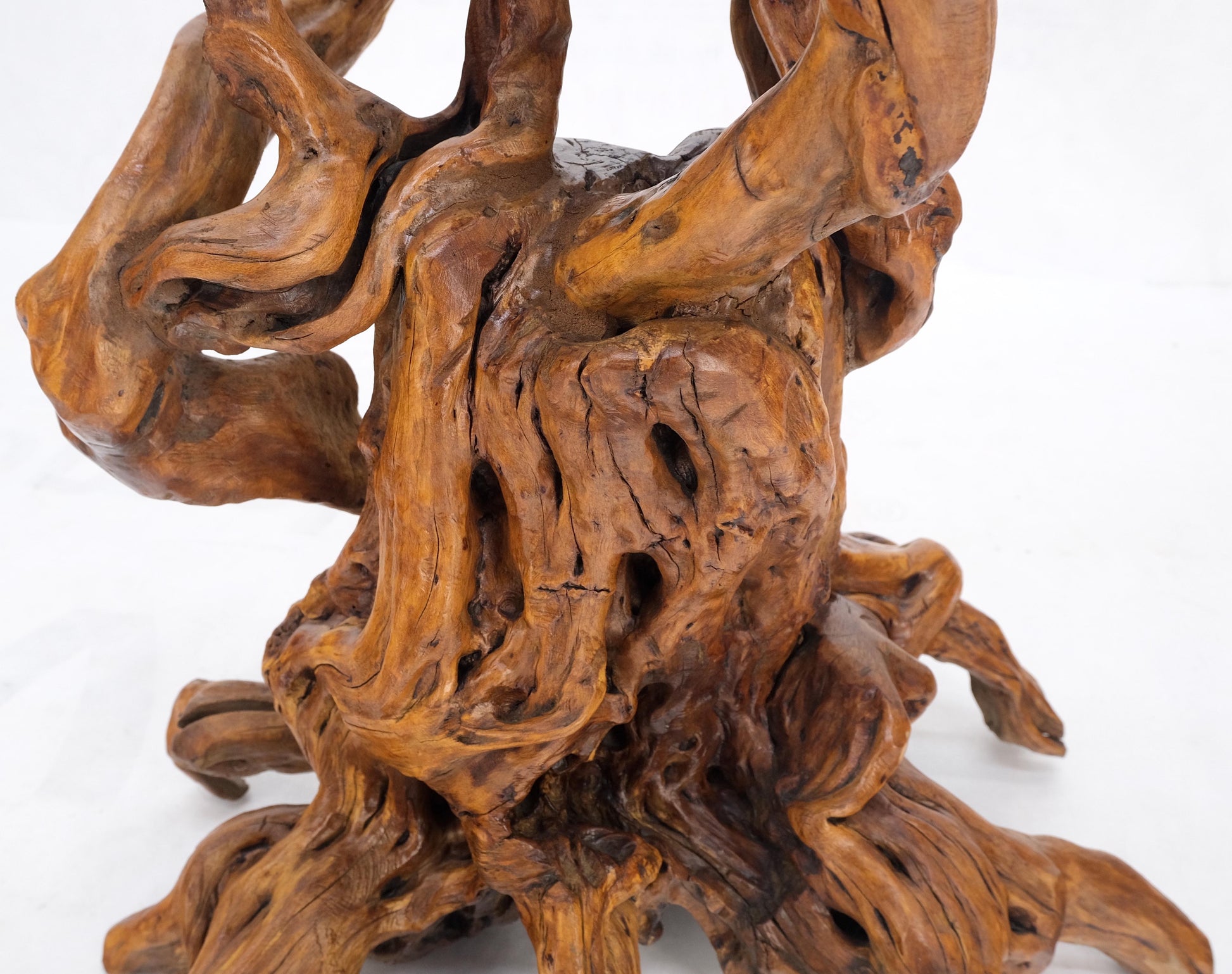 EstablishedLines Varnished Driftwood Root Natural Organic Wood Pedestal Side End Table Stand Nice