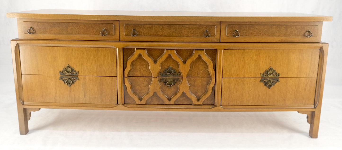 EstablishedLines Asian Inspired Light Walnut 9 Drawers Long Mid Century Dresser Credenza MINT!