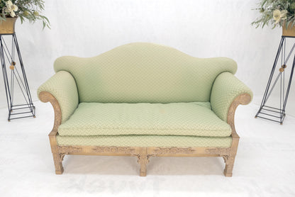 EstablishedLines Very Fine Carved Bleached Mahogany Camel Back Compact Sofa Stretcher Base 1960s