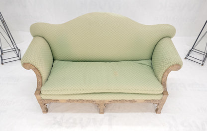EstablishedLines Very Fine Carved Bleached Mahogany Camel Back Compact Sofa Stretcher Base 1960s