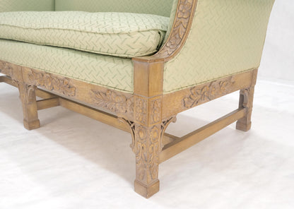 EstablishedLines Very Fine Carved Bleached Mahogany Camel Back Compact Sofa Stretcher Base 1960s