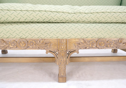 EstablishedLines Very Fine Carved Bleached Mahogany Camel Back Compact Sofa Stretcher Base 1960s