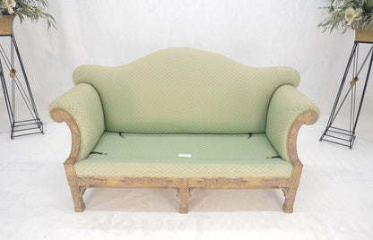 EstablishedLines Very Fine Carved Bleached Mahogany Camel Back Compact Sofa Stretcher Base 1960s