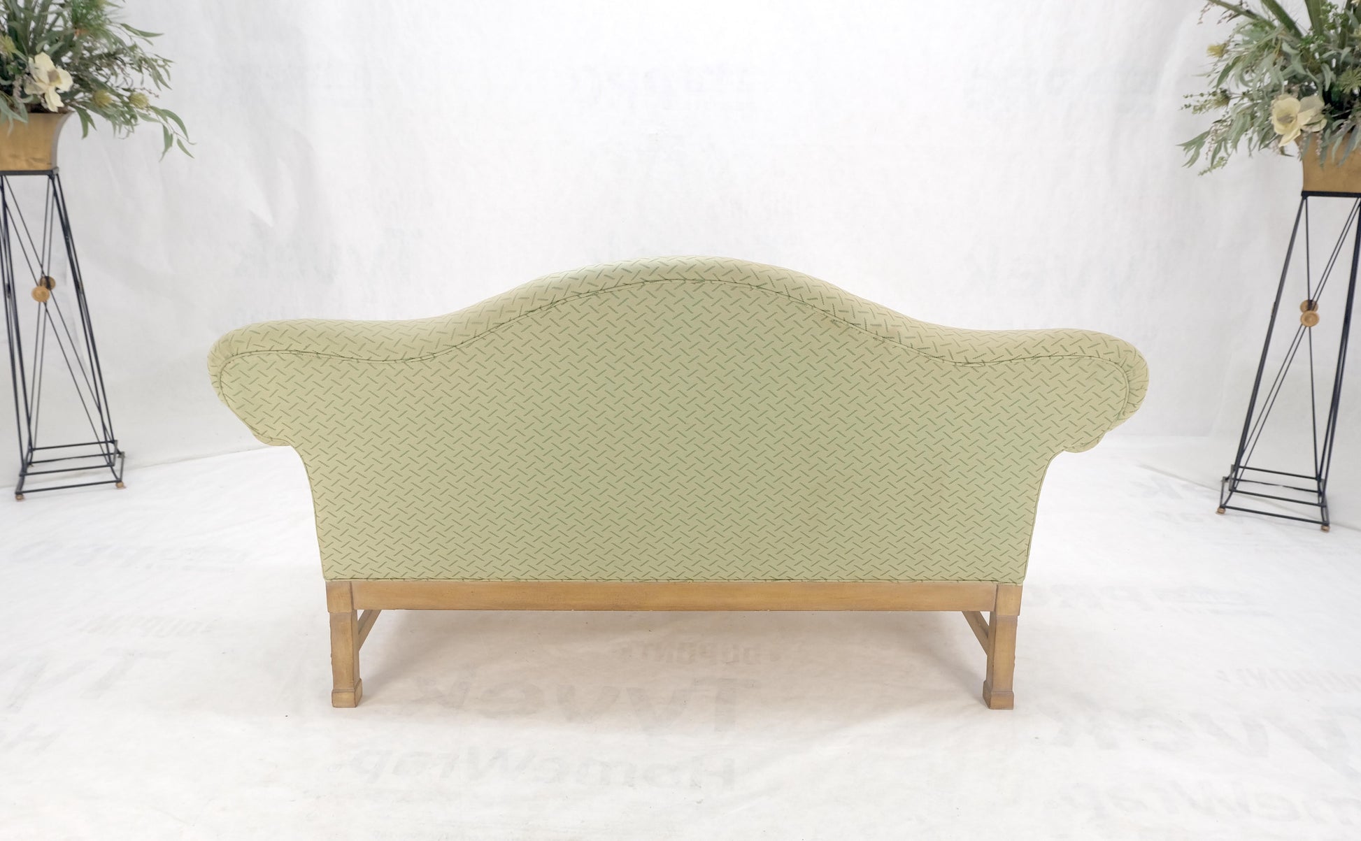 EstablishedLines Very Fine Carved Bleached Mahogany Camel Back Compact Sofa Stretcher Base 1960s