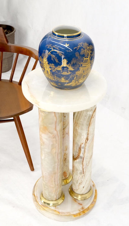 EstablishedLines Mid-Century Modern Onyx Tripple Cylinder Base Side Table Stand Pedestal Table