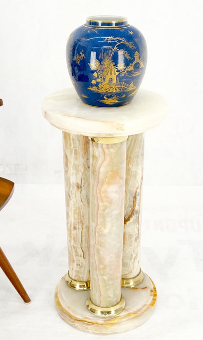 EstablishedLines Mid-Century Modern Onyx Tripple Cylinder Base Side Table Stand Pedestal Table