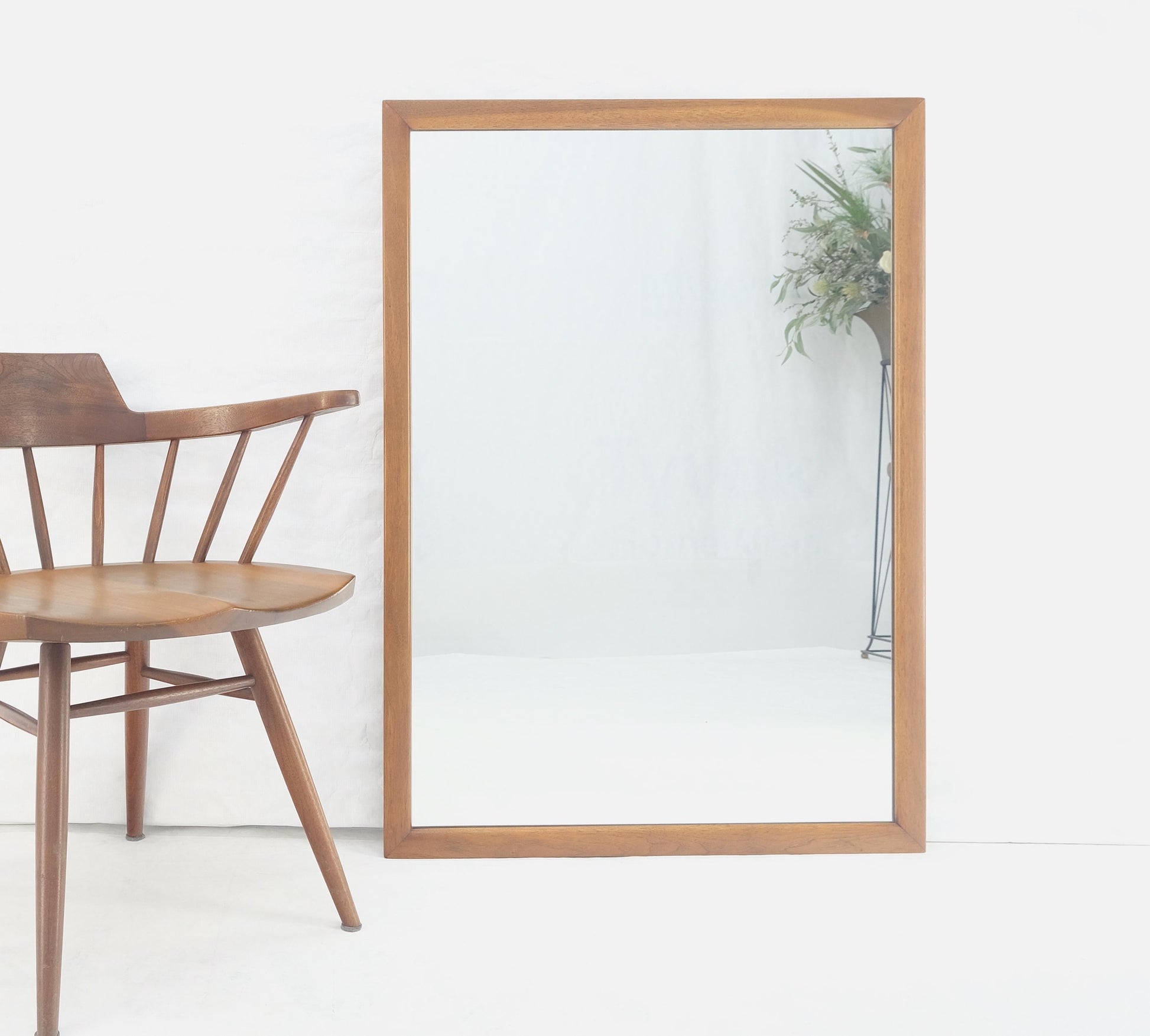 EstablishedLines Large 31x43 Rectangle American Light Walnut Solid Wall Mirror MINT
