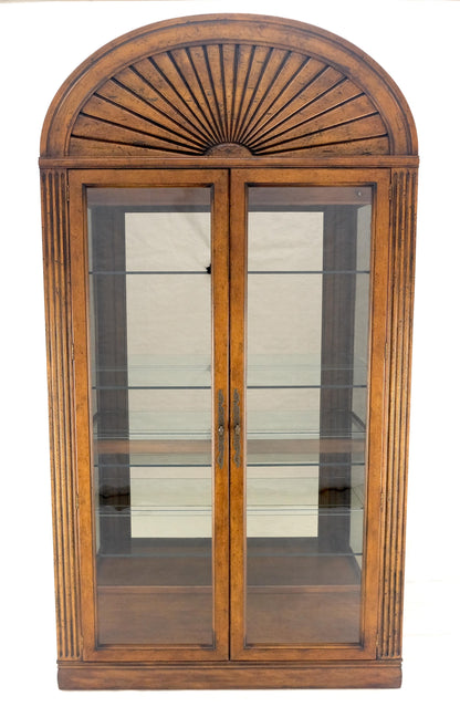 EstablishedLines Henredon Sunrise Dome Shape 2 Glass Door Lighted Shelves Curio Display Cabinet