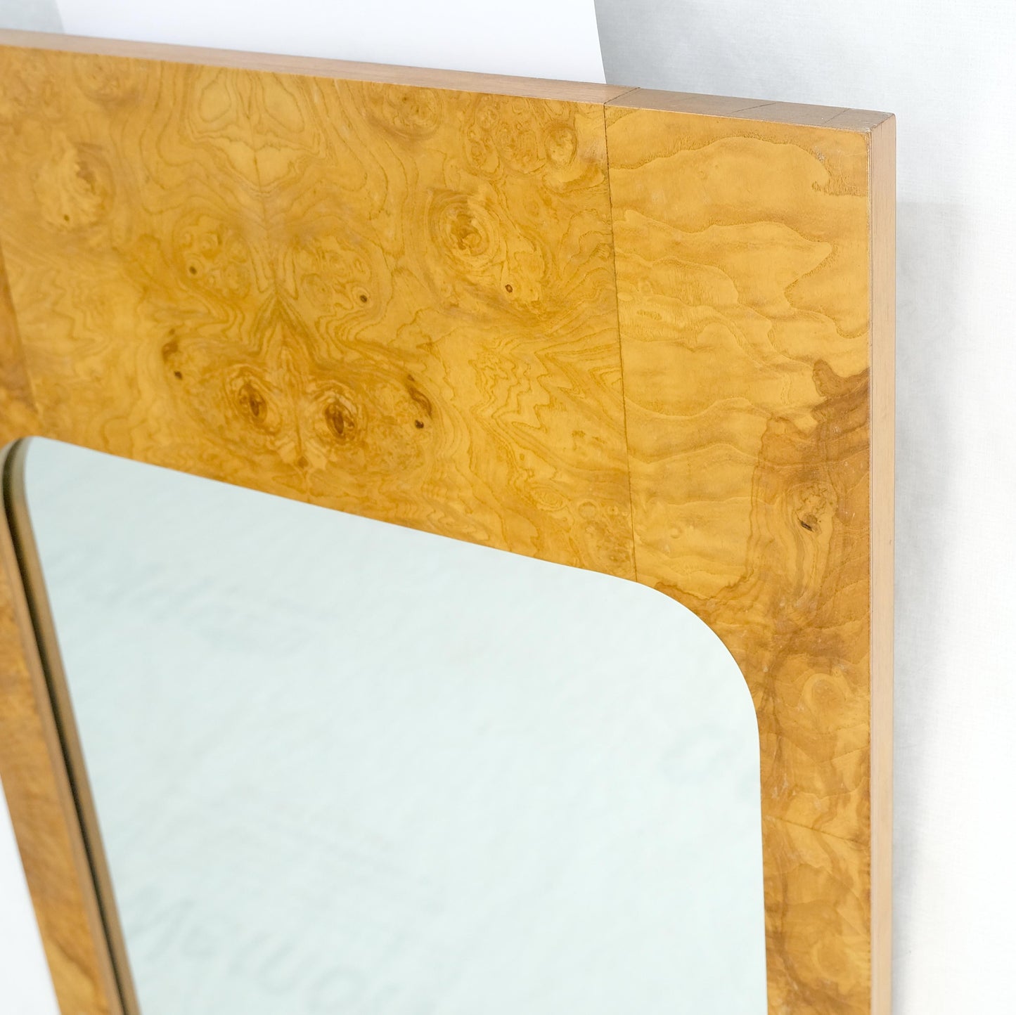 EstablishedLines Pair Burl Walnut Mid Century Modern Milo Baughman Rectangle Wall Mirrors MINT!