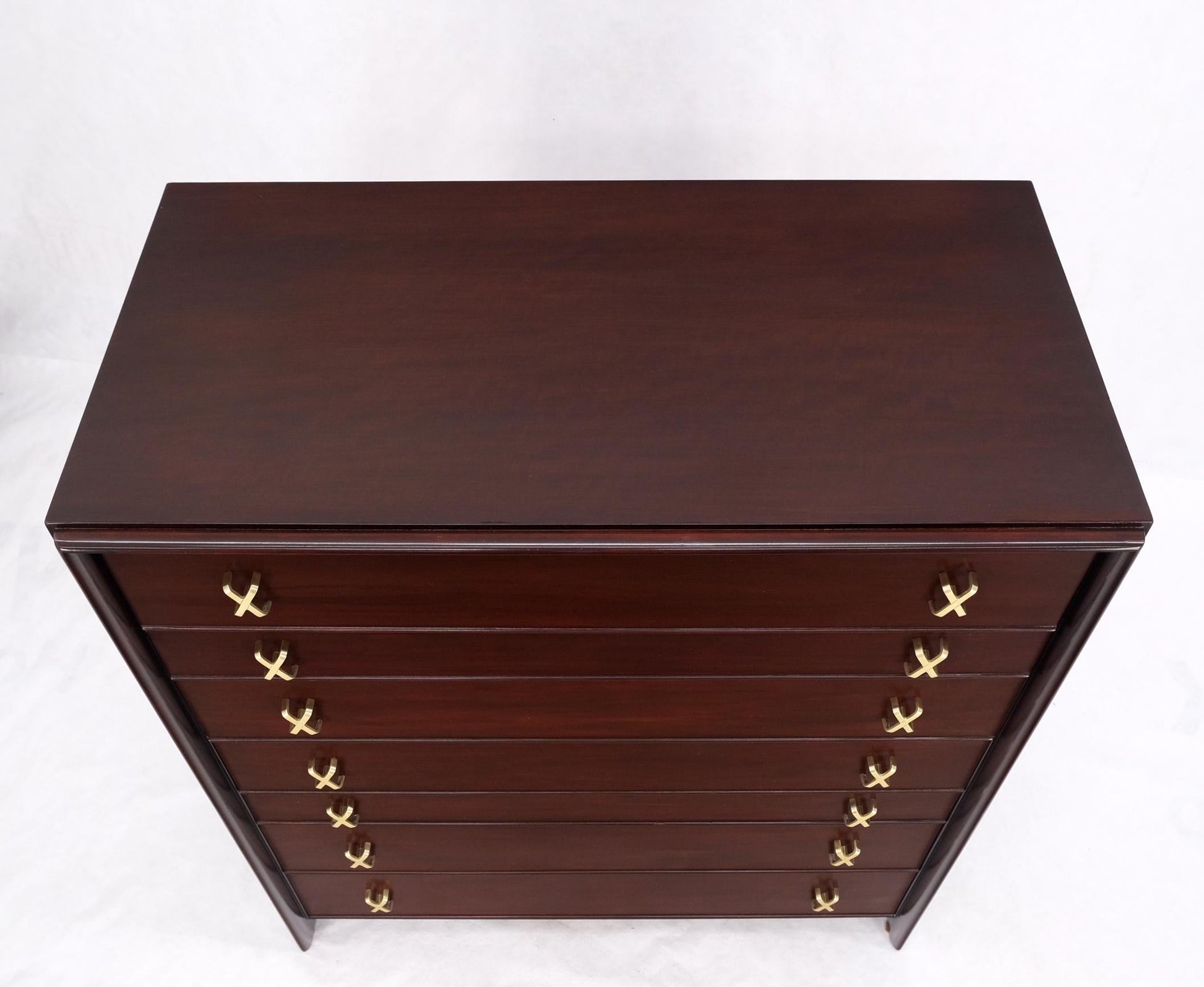 EstablishedLines Paul Frankl for Johnson Brass X Pulls High Chest of Drawers Dresser Cabinet