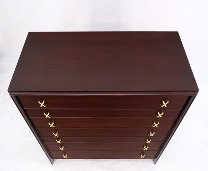 EstablishedLines Paul Frankl for Johnson Brass X Pulls High Chest of Drawers Dresser Cabinet