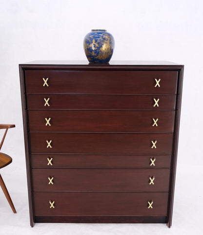 EstablishedLines Paul Frankl for Johnson Brass X Pulls High Chest of Drawers Dresser Cabinet