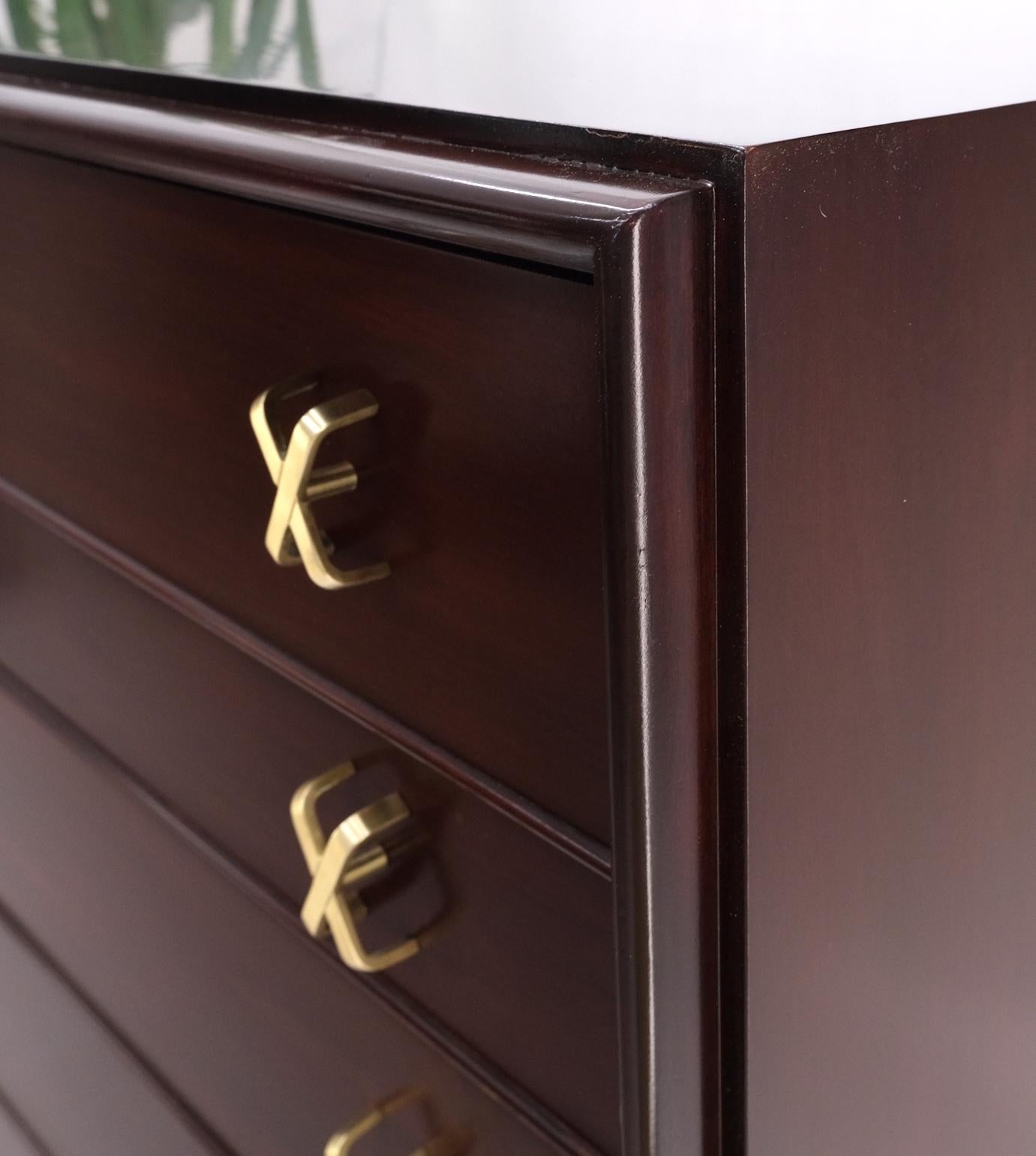 EstablishedLines Paul Frankl for Johnson Brass X Pulls High Chest of Drawers Dresser Cabinet