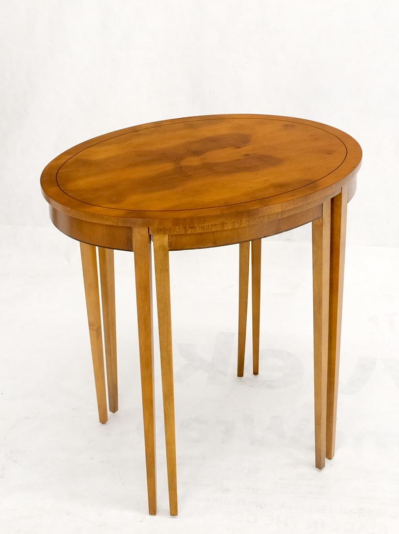 EstablishedLines Set of Burl Wood Oval Nesting Tables by Baker