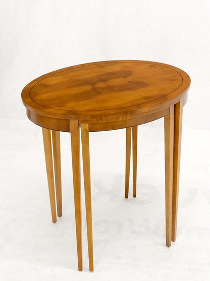 EstablishedLines Set of Burl Wood Oval Nesting Tables by Baker