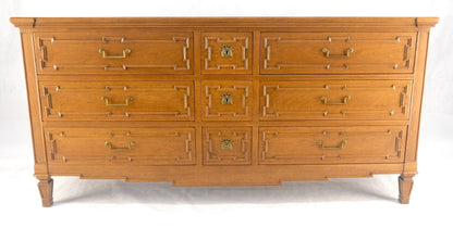 Very Fine 9 Drawers Brass Pulls Carved Walnut 72" Long Dresser Credenza MINT!