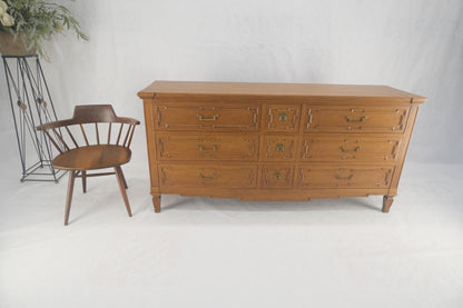 Very Fine 9 Drawers Brass Pulls Carved Walnut 72" Long Dresser Credenza MINT!