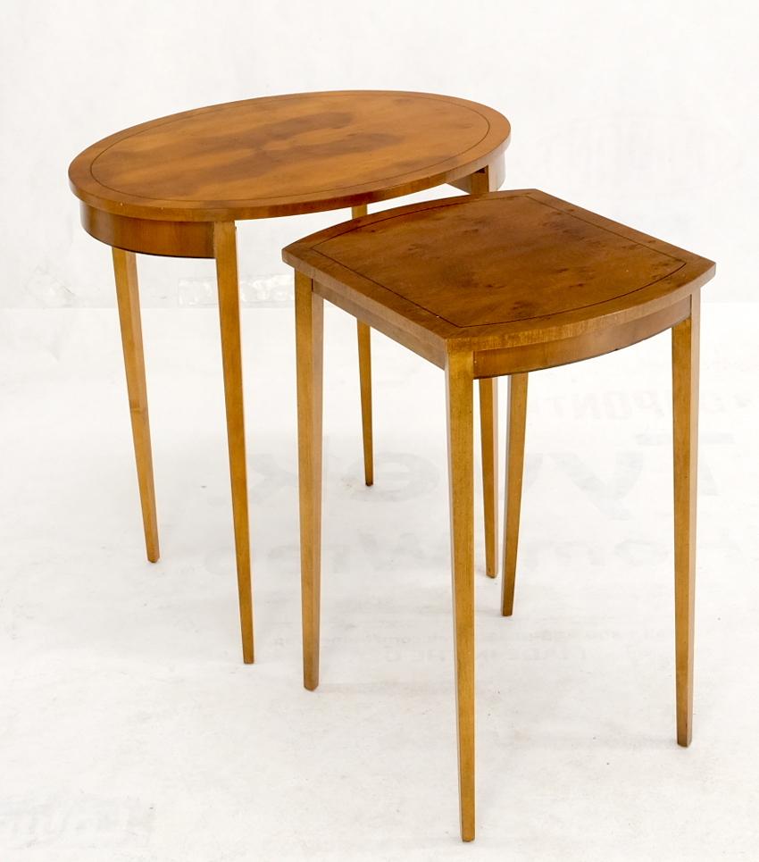 EstablishedLines Set of Burl Wood Oval Nesting Tables by Baker