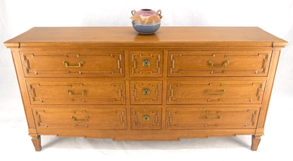 Very Fine 9 Drawers Brass Pulls Carved Walnut 72" Long Dresser Credenza MINT!