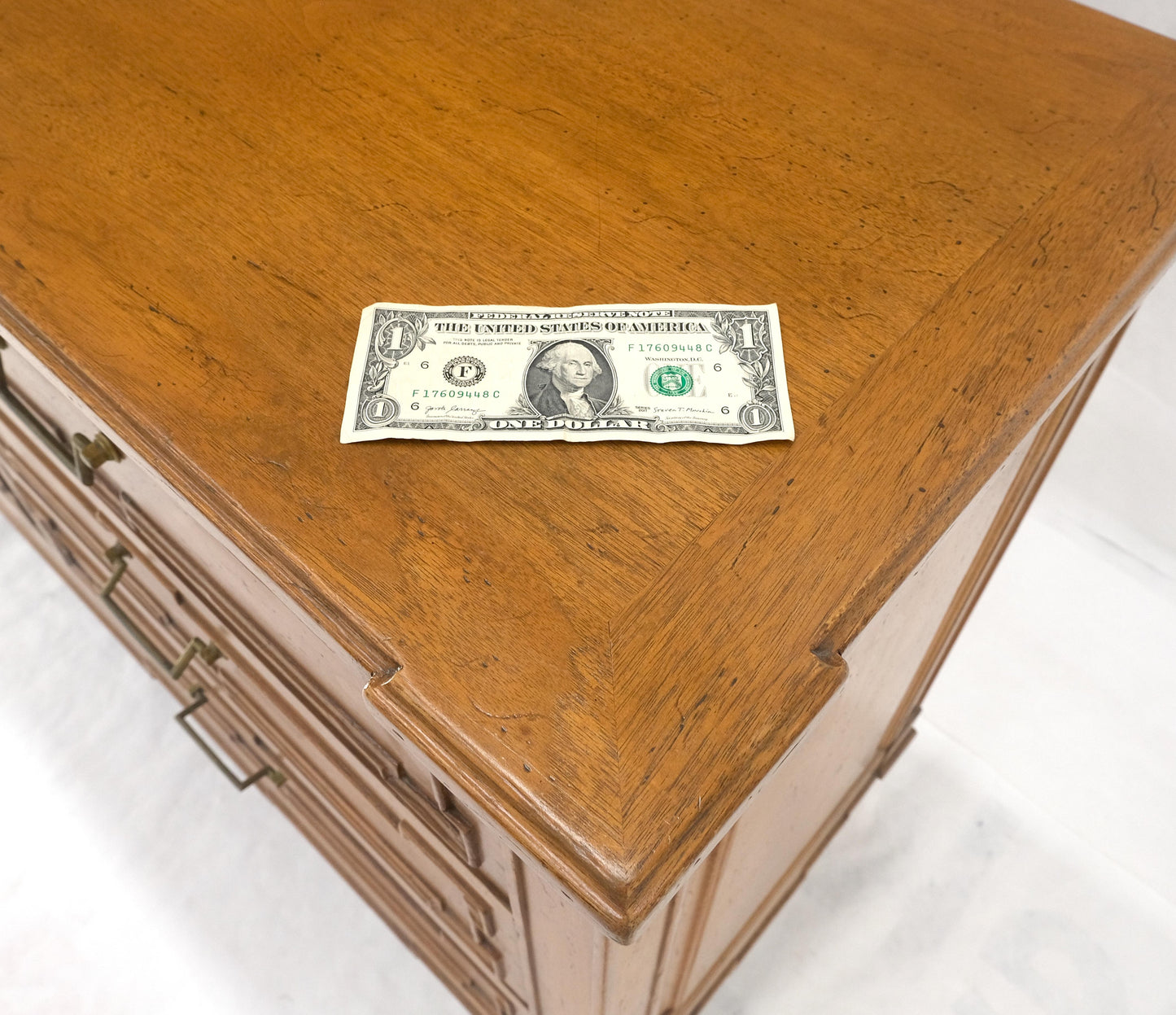 Very Fine 9 Drawers Brass Pulls Carved Walnut 72" Long Dresser Credenza MINT!