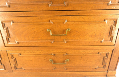 Very Fine 9 Drawers Brass Pulls Carved Walnut 72" Long Dresser Credenza MINT!