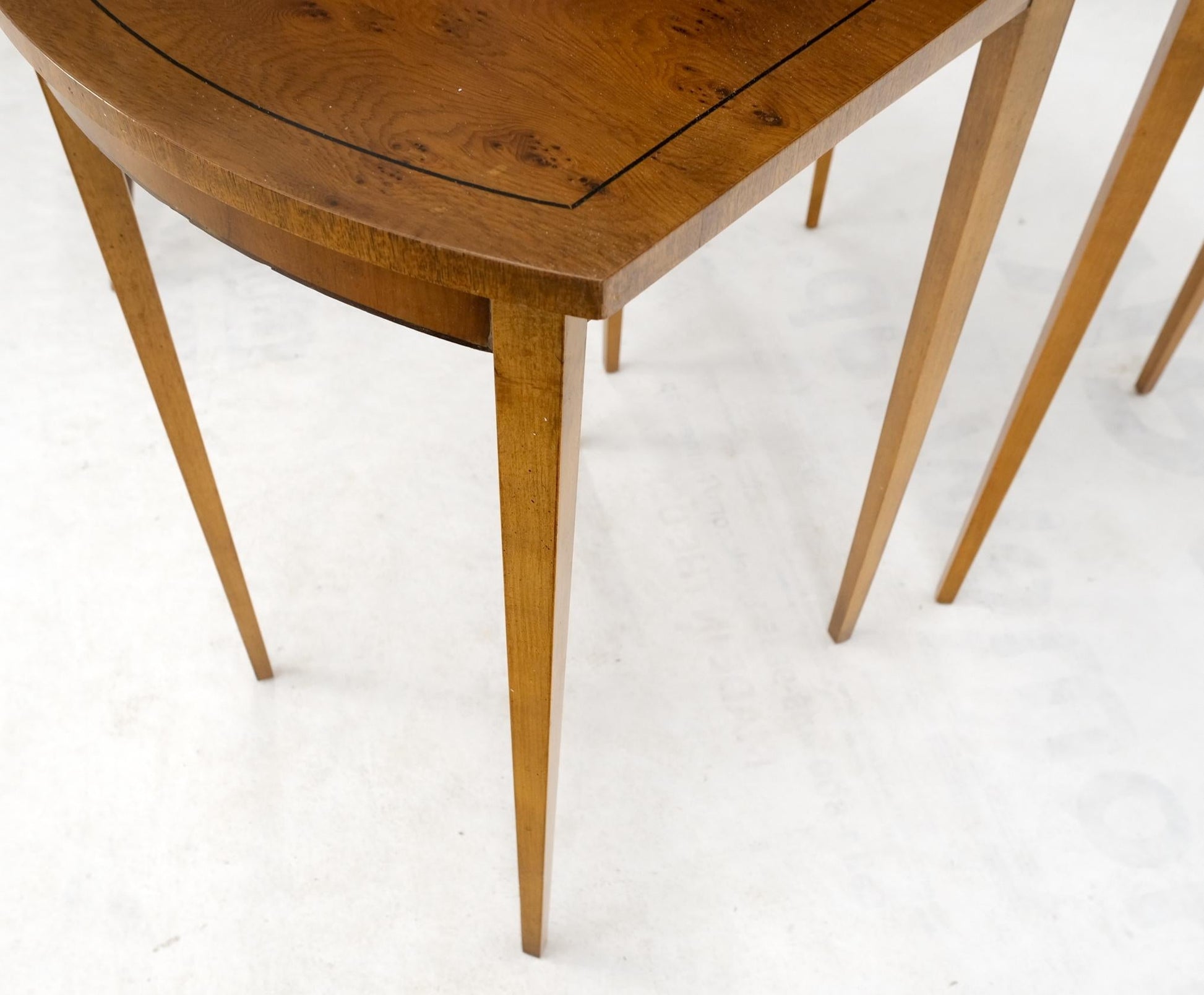 EstablishedLines Set of Burl Wood Oval Nesting Tables by Baker