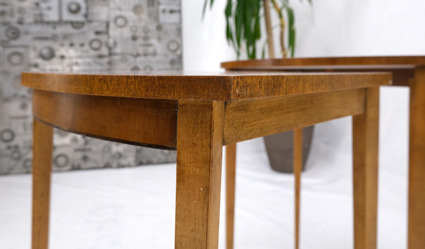 EstablishedLines Set of Burl Wood Oval Nesting Tables by Baker
