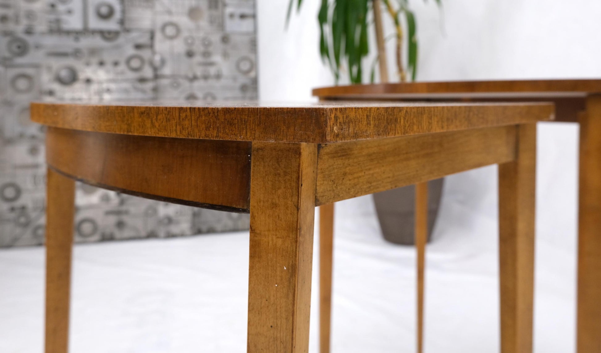EstablishedLines Set of Burl Wood Oval Nesting Tables by Baker