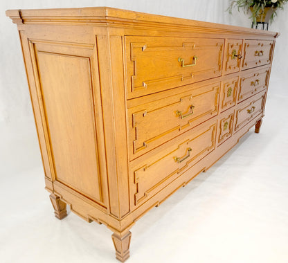 Very Fine 9 Drawers Brass Pulls Carved Walnut 72" Long Dresser Credenza MINT!