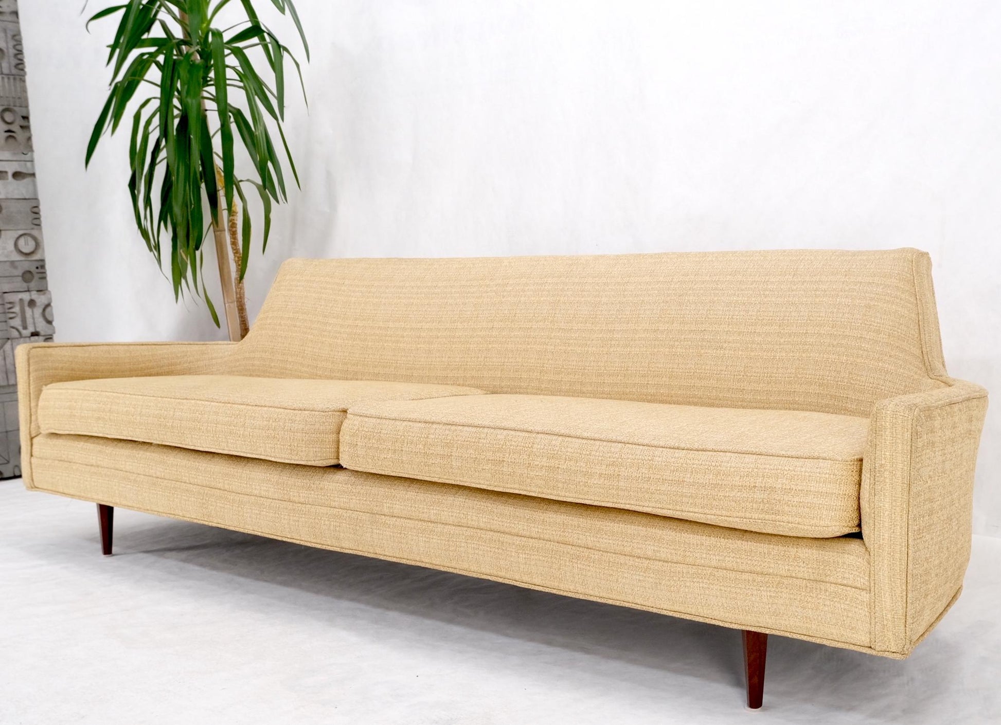 EstablishedLines Mid-Century Modern Gondola Style Sofa Pearsall Attributed Oatmeal Upholstery