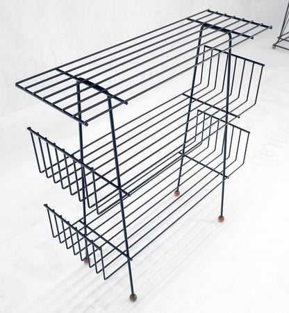 EstablishedLines Tony Paul Style Vintage c1970s Bent Wire Magazine Rack Shelf Wood Ball Feet MINT