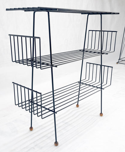 EstablishedLines Tony Paul Style Vintage c1970s Bent Wire Magazine Rack Shelf Wood Ball Feet MINT