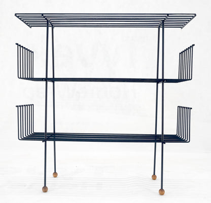 EstablishedLines Tony Paul Style Vintage c1970s Bent Wire Magazine Rack Shelf Wood Ball Feet MINT