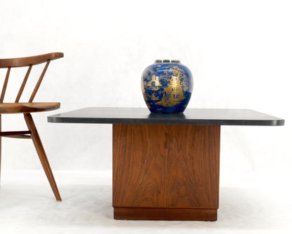 EstablishedLines Cube Shape Oiled Walnut Pedestal Base Square Slate Too Coffee Center Table MINT!