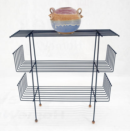 EstablishedLines Tony Paul Style Vintage c1970s Bent Wire Magazine Rack Shelf Wood Ball Feet MINT