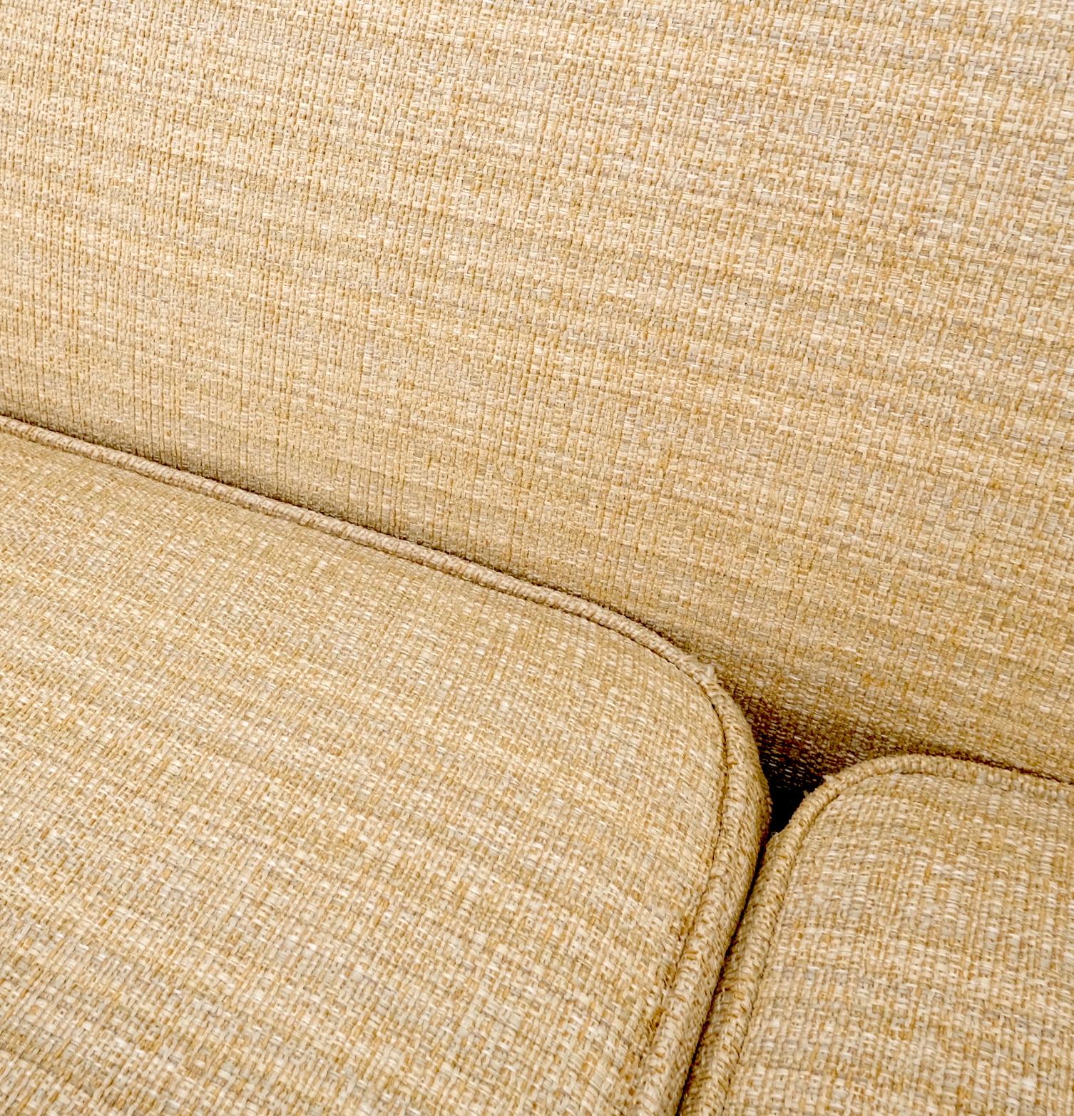 EstablishedLines Mid-Century Modern Gondola Style Sofa Pearsall Attributed Oatmeal Upholstery