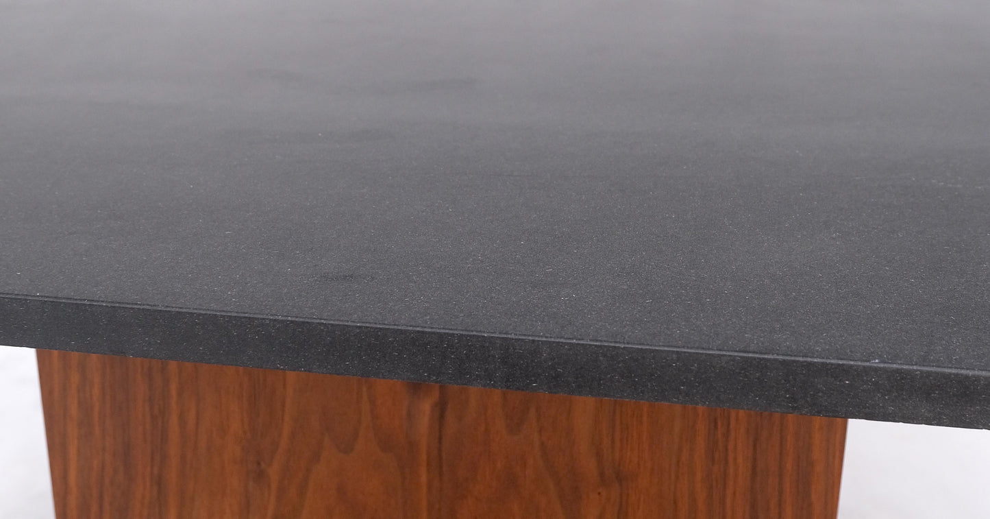 EstablishedLines Cube Shape Oiled Walnut Pedestal Base Square Slate Too Coffee Center Table MINT!