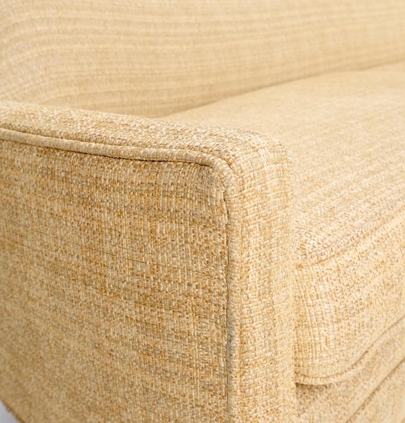 EstablishedLines Mid-Century Modern Gondola Style Sofa Pearsall Attributed Oatmeal Upholstery