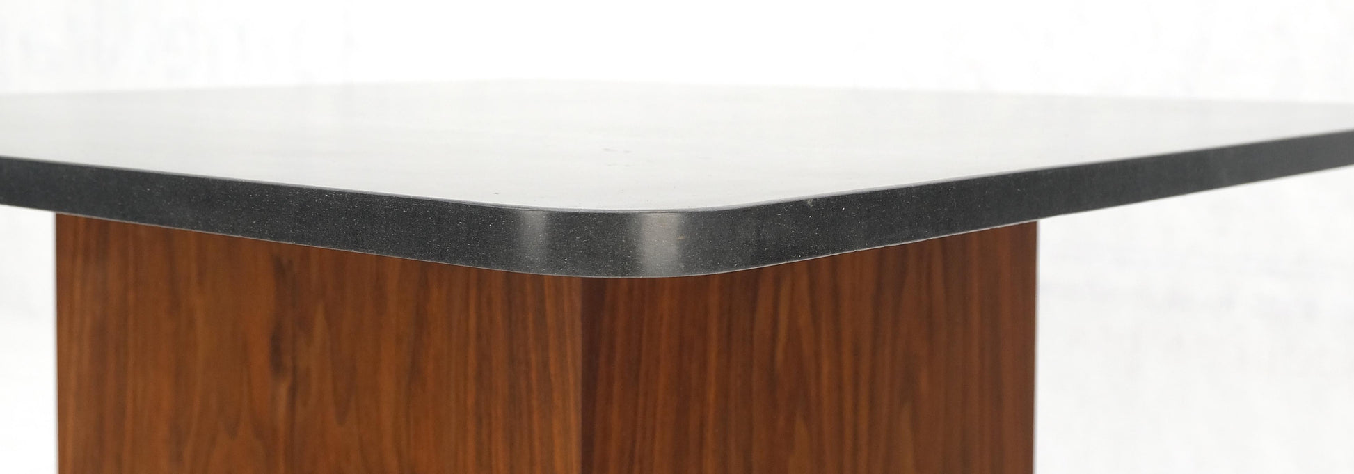 EstablishedLines Cube Shape Oiled Walnut Pedestal Base Square Slate Too Coffee Center Table MINT!