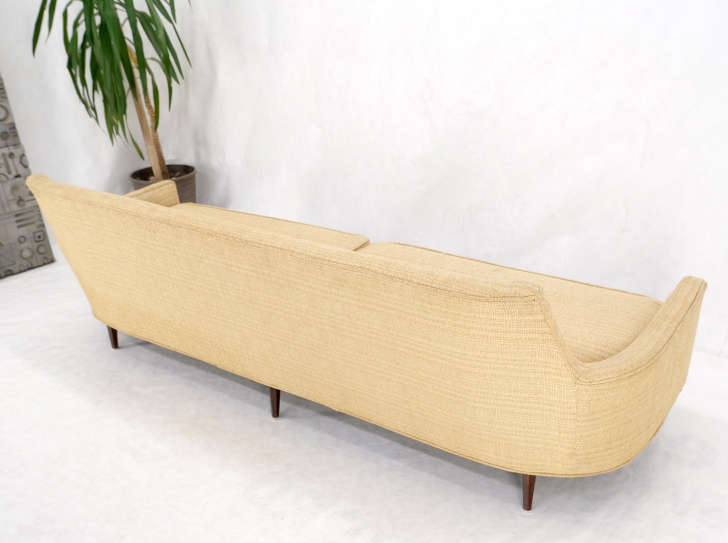 EstablishedLines Mid-Century Modern Gondola Style Sofa Pearsall Attributed Oatmeal Upholstery